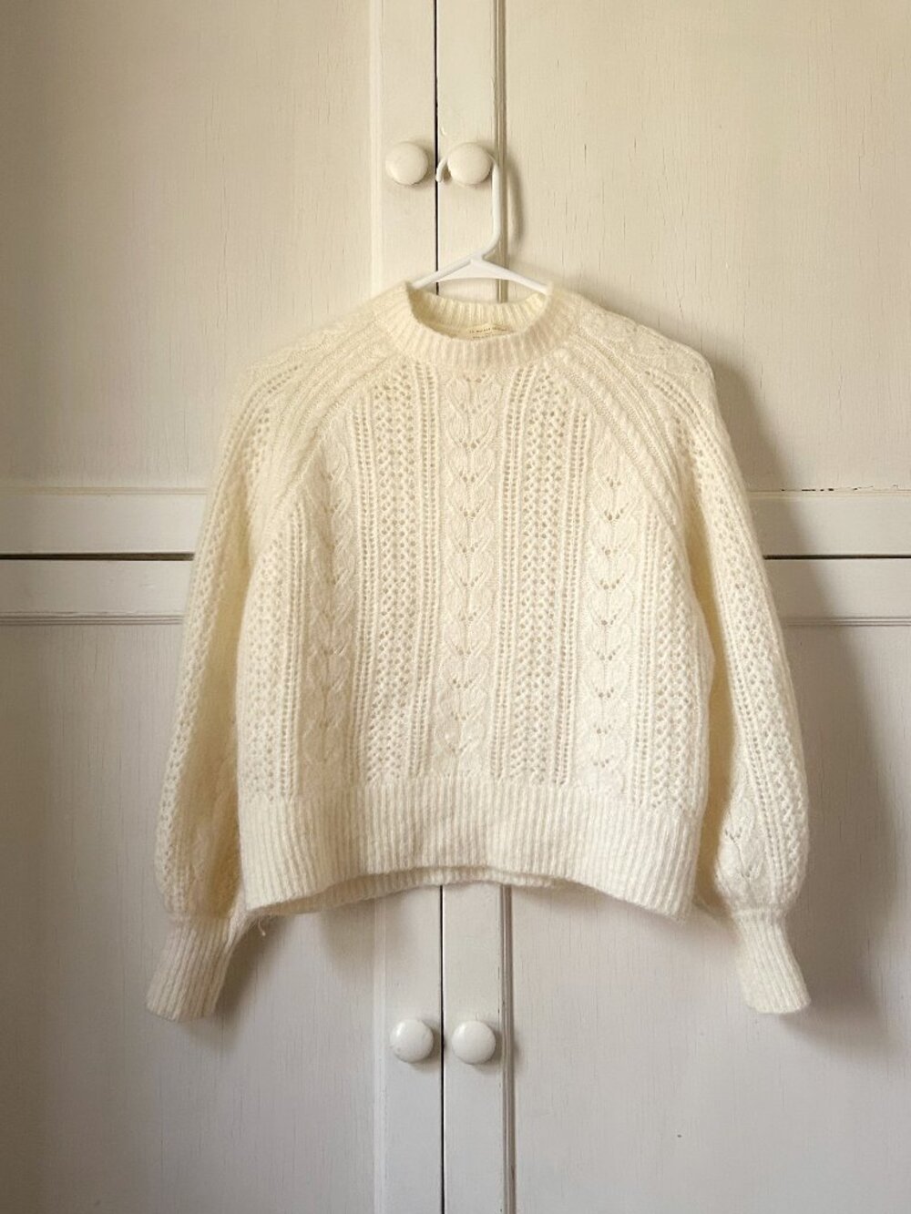 Sezane Cream Kid Mohair Wool Jumper Sweater Size XS